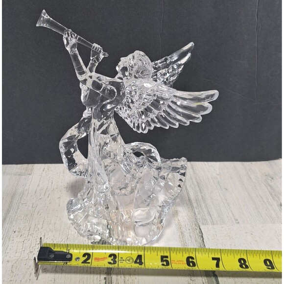 Clear Angel Playing Horn Tree Topper Acrylic Wings Christmas Decor 90s VTG 9.25" - Picture 4 of 10